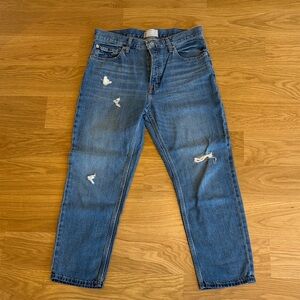 Everlane Blue Distressed Boyfriend Jeans